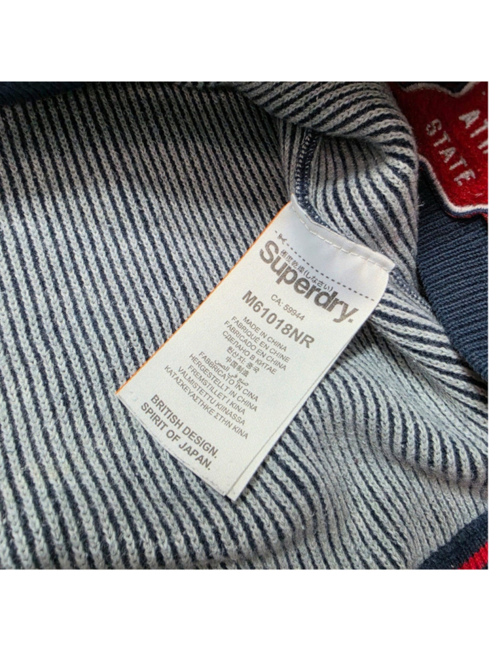 Superdry Athletic Sweatshirt Mens 2XL Gray Waffle Knit Crewneck Spellout Logo - Picture 6 of 9